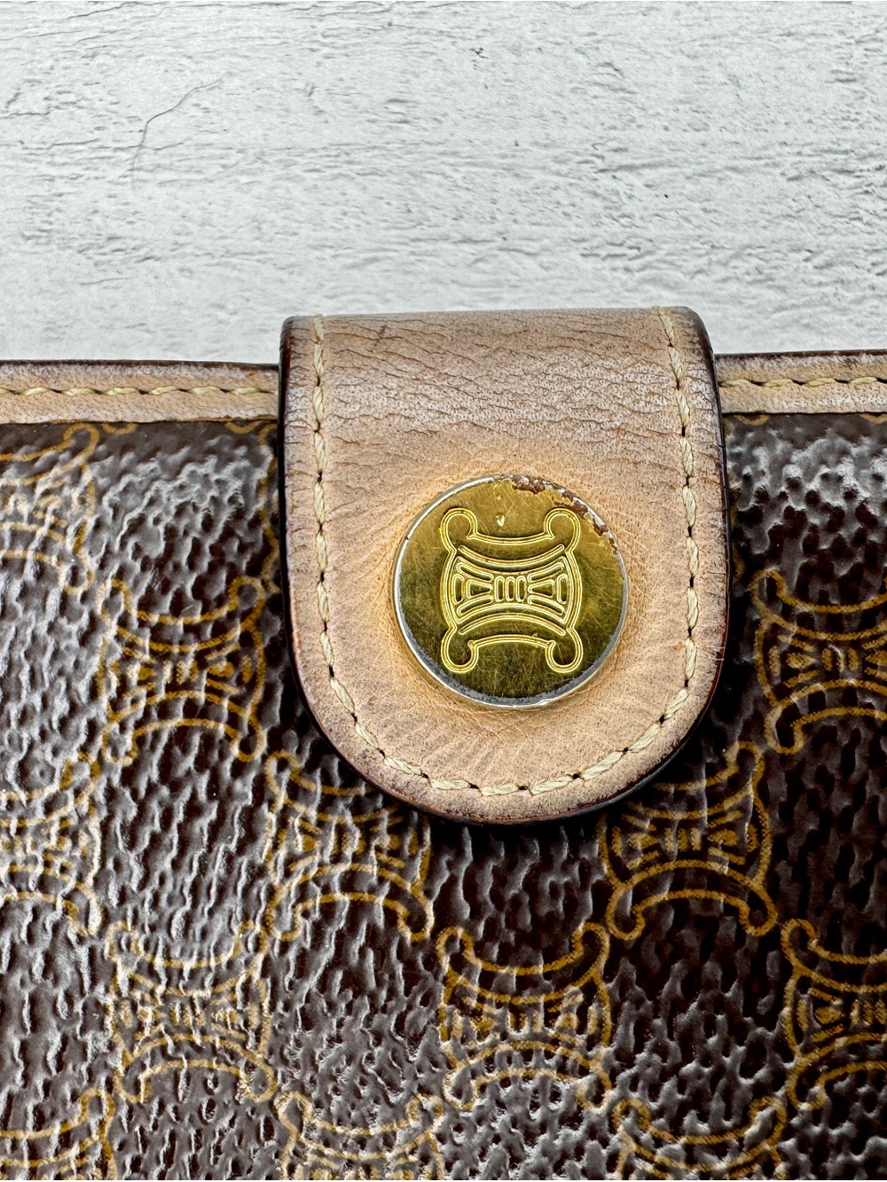 Vintage CELINE Macadam Monogram Long Wallet Brown PVC & Tan Leather - Picture 14 of 14